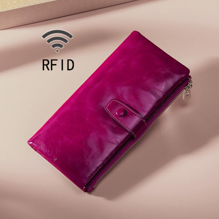 TP-189 Portefeuille multifonction en cuir huilé avec fermeture éclair RFID