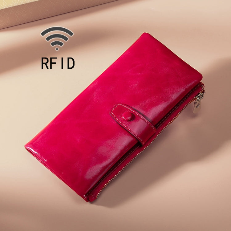 TP-189 Portefeuille multifonction en cuir huilé avec fermeture éclair RFID