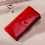TP-189 Portefeuille multifonction en cuir huilé avec fermeture éclair RFID