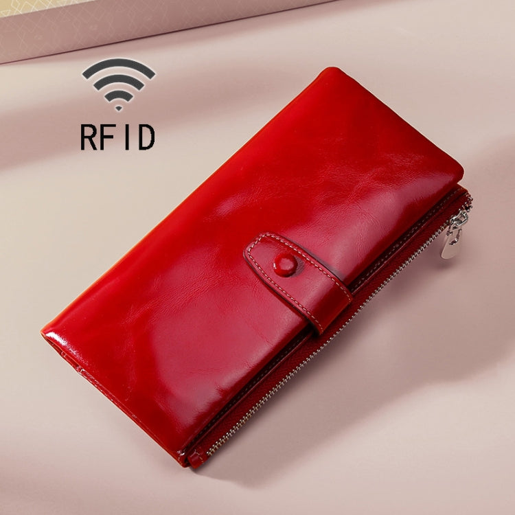 TP-189 Portefeuille multifonction en cuir huilé avec fermeture éclair RFID