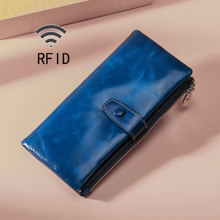 TP-189 Portefeuille multifonction en cuir huilé avec fermeture éclair RFID