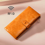 TP-189 Portefeuille multifonction en cuir huilé avec fermeture éclair RFID