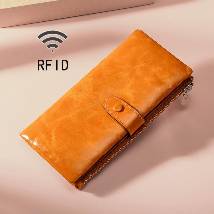 TP-189 Portefeuille multifonction en cuir huilé avec fermeture éclair RFID
