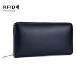 Porte-cartes en cuir de vachette à deux couches en forme d'organisateur avec plusieurs emplacements, portefeuille anti-RFID antivol