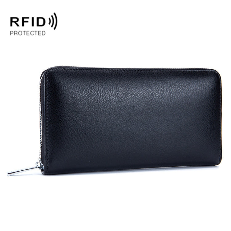 Porte-cartes en cuir de vachette à deux couches en forme d'organisateur avec plusieurs emplacements, portefeuille anti-RFID antivol