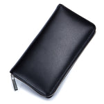 Porte-cartes en cuir de vachette à deux couches en forme d'organisateur avec plusieurs emplacements, portefeuille anti-RFID antivol