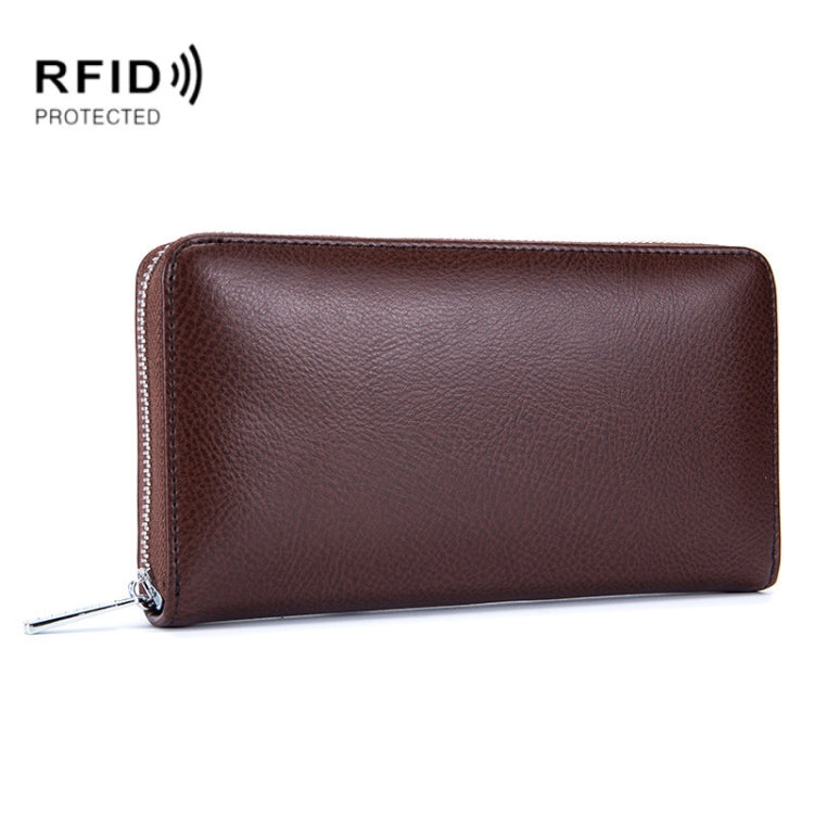 Porte-cartes en cuir de vachette à deux couches en forme d'organisateur avec plusieurs emplacements, portefeuille anti-RFID antivol