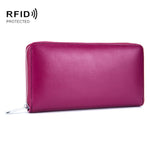 Porte-cartes en cuir de vachette à deux couches en forme d'organisateur avec plusieurs emplacements, portefeuille anti-RFID antivol