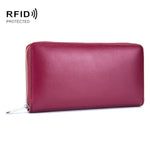 Porte-cartes en cuir de vachette à deux couches en forme d'organisateur avec plusieurs emplacements, portefeuille anti-RFID antivol