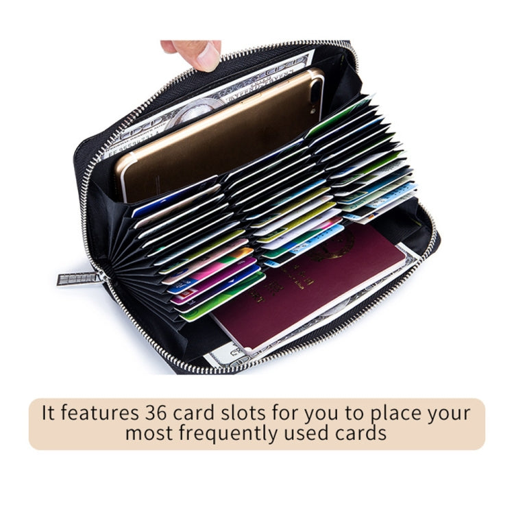 Porte-cartes en cuir de vachette à deux couches en forme d'organisateur avec plusieurs emplacements, portefeuille anti-RFID antivol