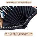 Porte-cartes en cuir de vachette à deux couches en forme d'organisateur avec plusieurs emplacements, portefeuille anti-RFID antivol