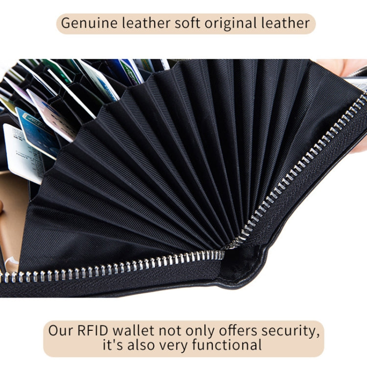 Porte-cartes en cuir de vachette à deux couches en forme d'organisateur avec plusieurs emplacements, portefeuille anti-RFID antivol