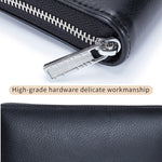 Porte-cartes en cuir de vachette à deux couches en forme d'organisateur avec plusieurs emplacements, portefeuille anti-RFID antivol