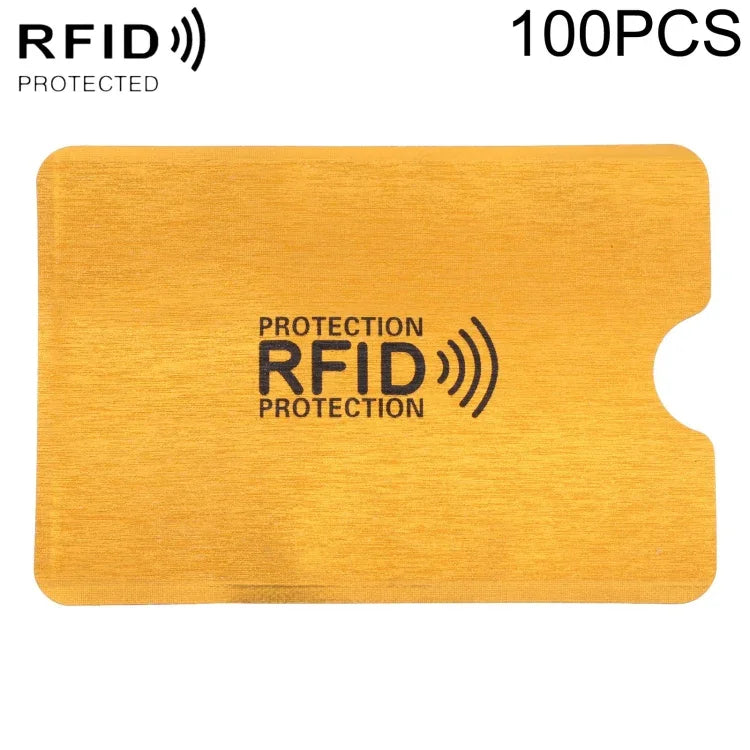 100 PCS Protège-cartes en aluminium anti-vol avec protection RFID, Taille : 9,1*6,3cm, RFID 100pcs (Or), RFID 100pcs (Argent)