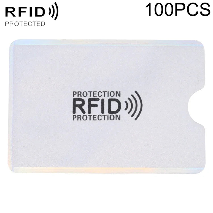100 PCS Protège-cartes en aluminium anti-vol avec protection RFID, Taille : 9,1*6,3cm, RFID 100pcs (Or), RFID 100pcs (Argent)