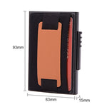 X-32C Portefeuille sac élastique en alliage d'aluminium pour hommes, type carte à ouverture automatique, anti-magnétique RFID, bouton A, avec sangle en cuir PU, X-32C Bouton A Argent, X-32C Bouton A Noir