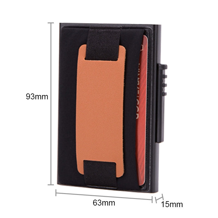 X-32C Portefeuille sac élastique en alliage d'aluminium pour hommes, type carte à ouverture automatique, anti-magnétique RFID, bouton A, avec sangle en cuir PU, X-32C Bouton A Argent, X-32C Bouton A Noir