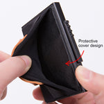 X-32C Portefeuille sac élastique en alliage d'aluminium pour hommes, type carte à ouverture automatique, anti-magnétique RFID, bouton A, avec sangle en cuir PU, X-32C Bouton A Argent, X-32C Bouton A Noir