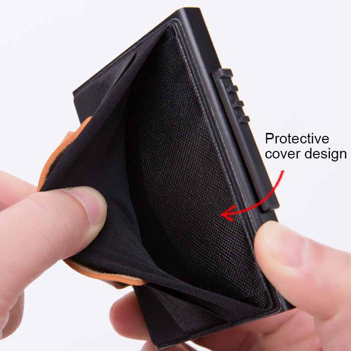 X-32C Portefeuille sac élastique en alliage d'aluminium pour hommes, type carte à ouverture automatique, anti-magnétique RFID, bouton A, avec sangle en cuir PU, X-32C Bouton A Argent, X-32C Bouton A Noir