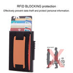 X-32C Portefeuille sac élastique en alliage d'aluminium pour hommes, type carte à ouverture automatique, anti-magnétique RFID, bouton A, avec sangle en cuir PU, X-32C Bouton A Argent, X-32C Bouton A Noir