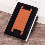 X-32C Portefeuille sac élastique en alliage d'aluminium pour hommes, type carte à ouverture automatique, anti-magnétique RFID, bouton A, avec sangle en cuir PU, X-32C Bouton A Argent, X-32C Bouton A Noir