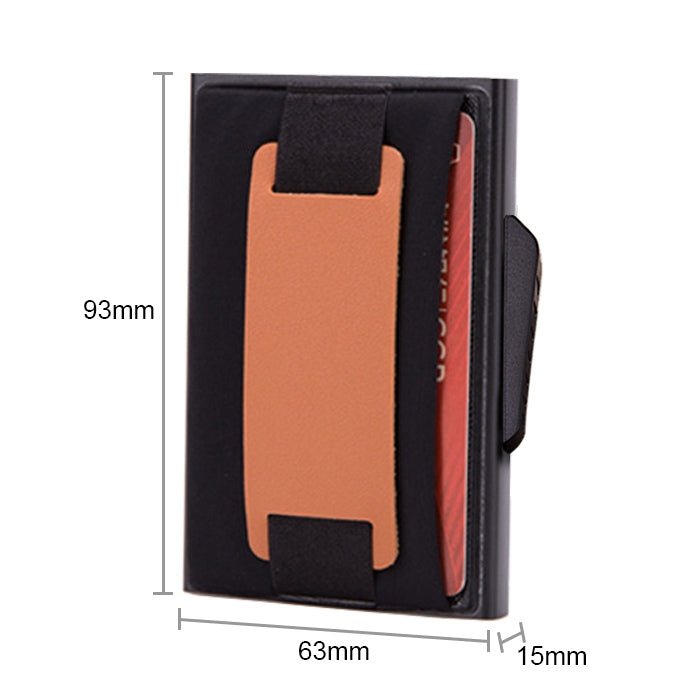 Carte automatique à clapet X-32C Type anti-magnétique RFID anti-vol Homme Alliage d'aluminium B Bouton cadran Sac élastique Portefeuille avec sangle en cuir PU, Bouton cadran B X-32C Bleu, Bouton cadran B X-32C Noir, Bouton cadran B X-32C Gris