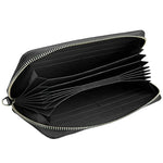 Porte-cartes portefeuille long en cuir de vachette véritable à texture litchi avec fermeture éclair, protection RFID, porte-monnaie, étui à cartes avec sangle pour femme, Taille : 20*10,5*3cm