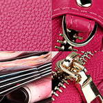 Porte-cartes portefeuille long en cuir de vachette véritable à texture litchi avec fermeture éclair, protection RFID, porte-monnaie, étui à cartes avec sangle pour femme, Taille : 20*10,5*3cm