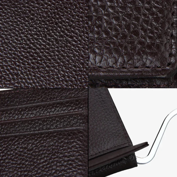 Porte-cartes portefeuille en cuir de vachette texture litchi Blocage RFID Porte-monnaie Étui à cartes avec 6 emplacements, Taille : 110*82*8mm