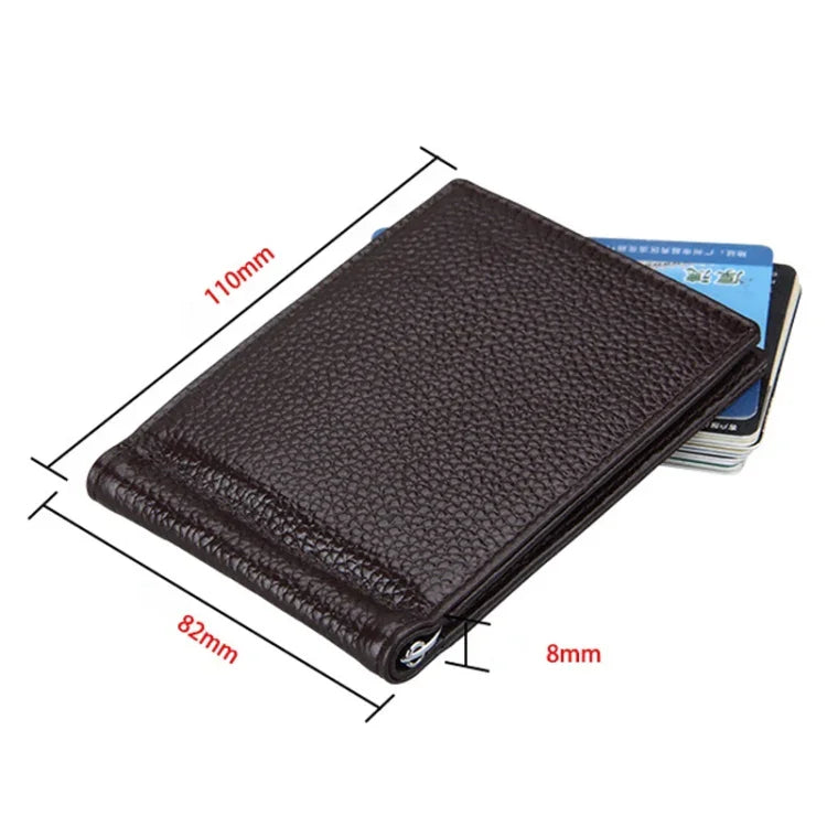 Porte-cartes portefeuille en cuir de vachette texture litchi Blocage RFID Porte-monnaie Étui à cartes avec 6 emplacements, Taille : 110*82*8mm