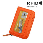 Portefeuille porte-cartes horizontal en cuir de vachette véritable couleur unie avec fermeture éclair, protection RFID, étui protecteur avec 12 emplacements pour cartes, Taille : 11,5*7,5cm