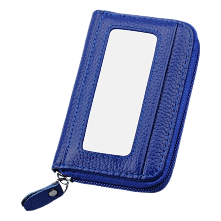 Portefeuille porte-cartes horizontal en cuir de vachette véritable couleur unie avec fermeture éclair, protection RFID, étui protecteur avec 12 emplacements pour cartes, Taille : 11,5*7,5cm