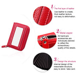 Portefeuille porte-cartes horizontal en cuir de vachette véritable couleur unie avec fermeture éclair, protection RFID, étui protecteur avec 12 emplacements pour cartes, Taille : 11,5*7,5cm