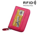 Portefeuille porte-cartes horizontal en cuir de vachette véritable couleur unie avec fermeture éclair, protection RFID, étui protecteur avec 12 emplacements pour cartes, Taille : 11,5*7,5cm