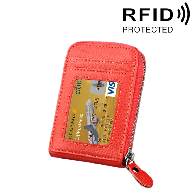 Portefeuille porte-cartes vertical en cuir de vachette véritable couleur unie avec fermeture éclair, protection RFID, étui protecteur avec 12 emplacements pour cartes, Taille : 11,5*7,5cm