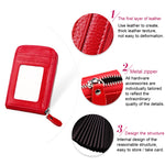 Portefeuille porte-cartes vertical en cuir de vachette véritable couleur unie avec fermeture éclair, protection RFID, étui protecteur avec 12 emplacements pour cartes, Taille : 11,5*7,5cm