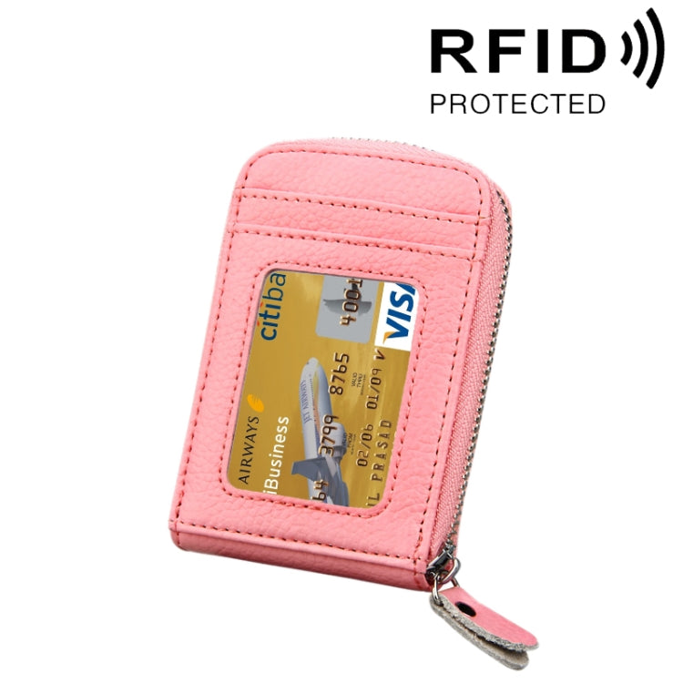 Portefeuille porte-cartes vertical en cuir de vachette véritable couleur unie avec fermeture éclair, protection RFID, étui protecteur avec 12 emplacements pour cartes, Taille : 11,5*7,5cm