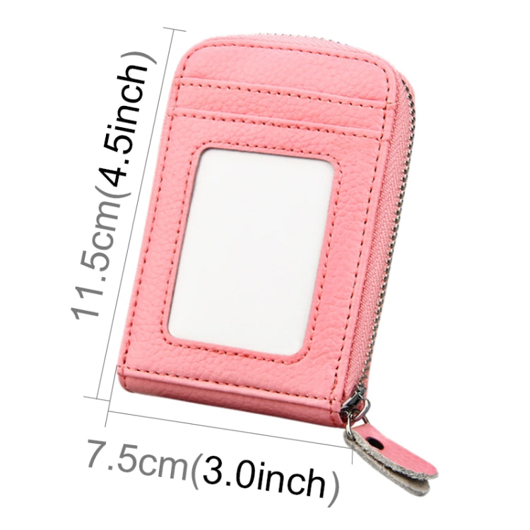 Portefeuille porte-cartes vertical en cuir de vachette véritable couleur unie avec fermeture éclair, protection RFID, étui protecteur avec 12 emplacements pour cartes, Taille : 11,5*7,5cm