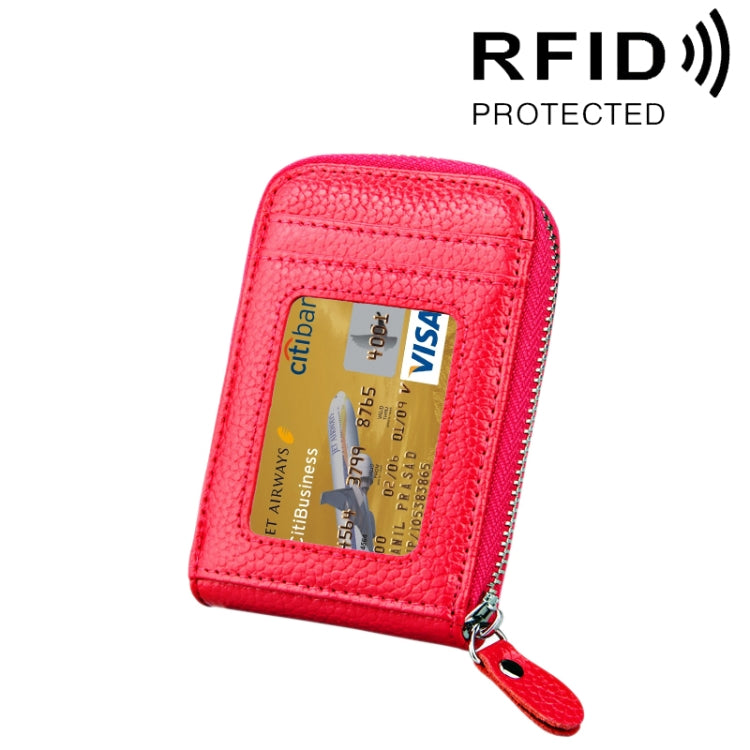 Portefeuille porte-cartes vertical en cuir de vachette véritable couleur unie avec fermeture éclair, protection RFID, étui protecteur avec 12 emplacements pour cartes, Taille : 11,5*7,5cm