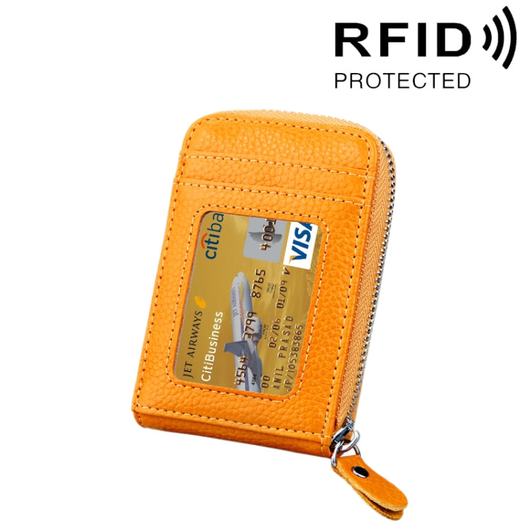 Portefeuille porte-cartes vertical en cuir de vachette véritable couleur unie avec fermeture éclair, protection RFID, étui protecteur avec 12 emplacements pour cartes, Taille : 11,5*7,5cm