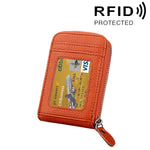Portefeuille porte-cartes vertical en cuir de vachette véritable couleur unie avec fermeture éclair, protection RFID, étui protecteur avec 12 emplacements pour cartes, Taille : 11,5*7,5cm