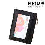 Porte-cartes portefeuille en cuir de vachette uni avec fermeture éclair, sac de protection anti-RFID, porte-monnaie, Taille : 11*8*1.5cm