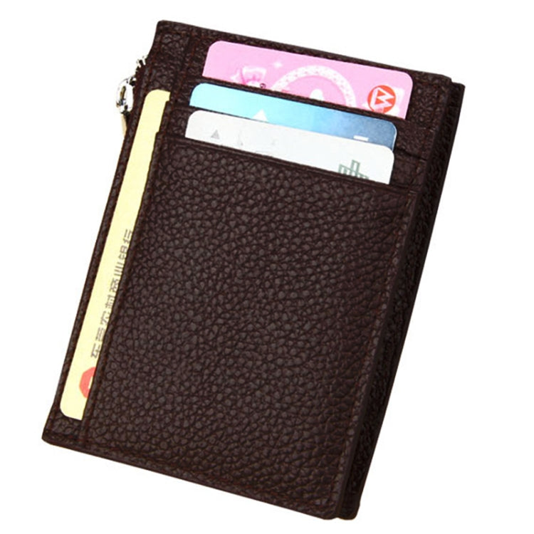 Porte-cartes portefeuille en cuir de vachette uni avec fermeture éclair, sac de protection anti-RFID, porte-monnaie, Taille : 11*8*1.5cm