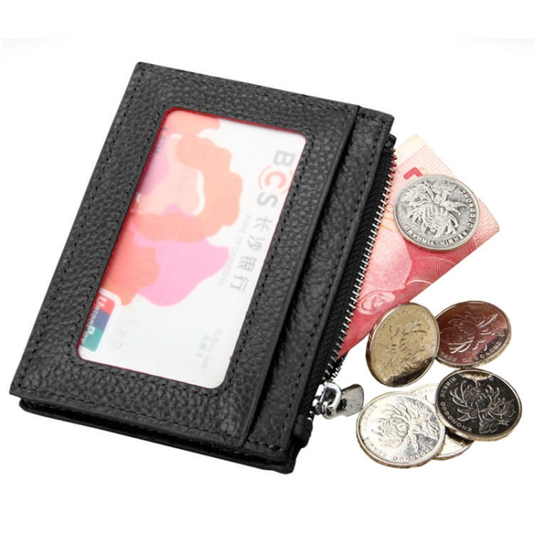 Porte-cartes portefeuille en cuir de vachette uni avec fermeture éclair, sac de protection anti-RFID, porte-monnaie, Taille : 11*8*1.5cm
