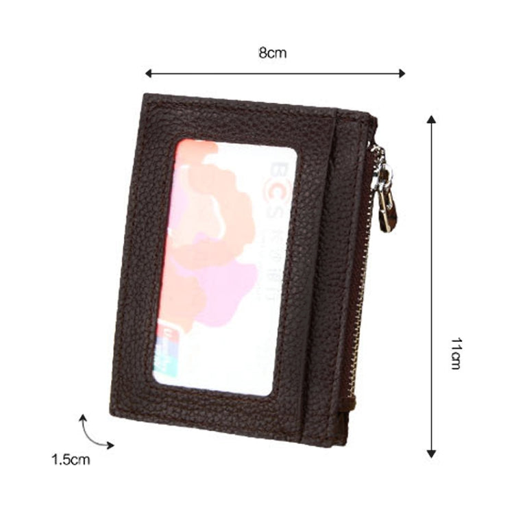 Porte-cartes portefeuille en cuir de vachette uni avec fermeture éclair, sac de protection anti-RFID, porte-monnaie, Taille : 11*8*1.5cm