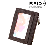 Porte-cartes portefeuille en cuir de vachette uni avec fermeture éclair, sac de protection anti-RFID, porte-monnaie, Taille : 11*8*1.5cm