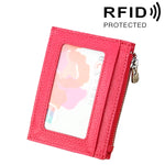 Porte-cartes portefeuille en cuir de vachette uni avec fermeture éclair, sac de protection anti-RFID, porte-monnaie, Taille : 11*8*1.5cm