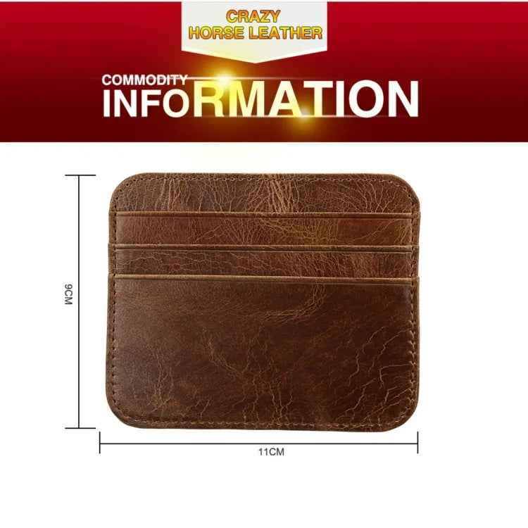 KB108 Porte-cartes bus en cuir à texture Crazy Horse antimagnetique RFID, brosse anti-effraction, KB108