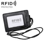 KB153 Porte-cartes en cuir antimagnetique RFID avec badge d'identité et lanière