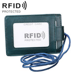 KB153 Porte-cartes en cuir antimagnetique RFID avec badge d'identité et lanière